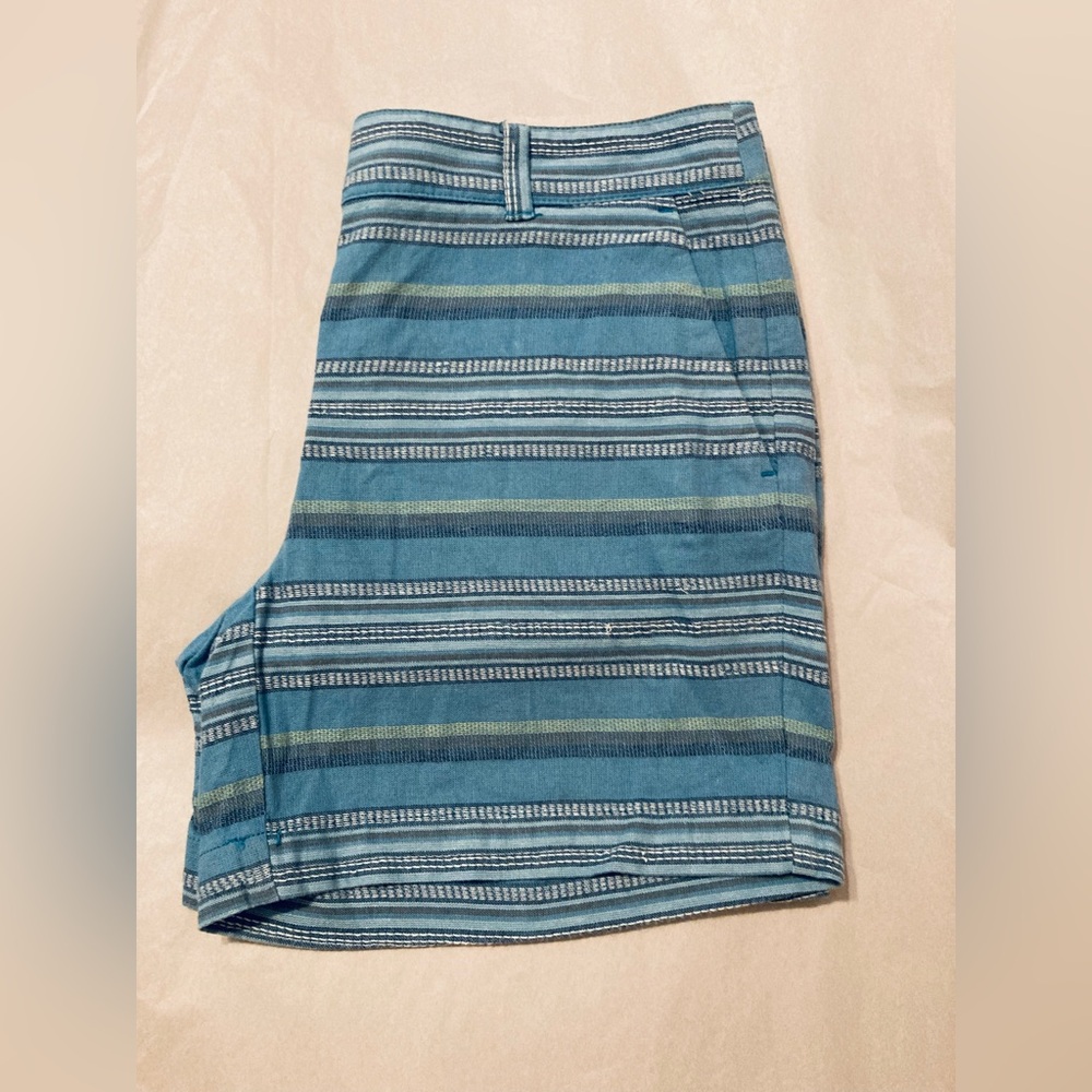Ann Taylor LOFT Striped Blue Green Shorts Womens Size 4